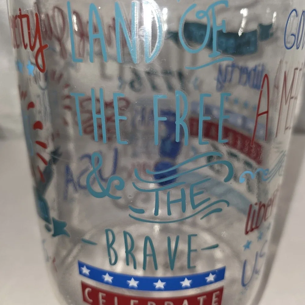 Americana Patriotic‎ Glass Drink Dispenser 1776 Red White Blue 250th Anniversary